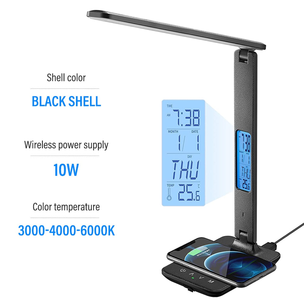 LED Reading Desk Lamp 10W Wireless Charging  With Clock Electronic™