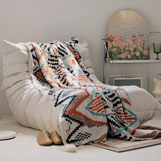 Brand Boho Geometric™  100% cotton Design Blanket Summer Decor Sofa