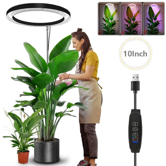 10" LED Ring Grow Lights™️ for Indoor Plants Full SpectruUSB Adjustable Growing Lamp
