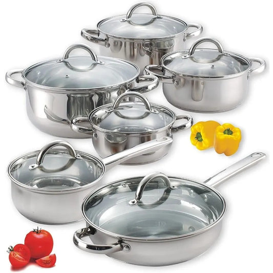 Cook N Home Kitchen Cookware™ Sets, 12-Piece Basic Stainless Steel Pots