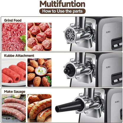 Meat Grinder 2800W Max Electric Meat Mincer Stainless Steel Blades GrindMaster™