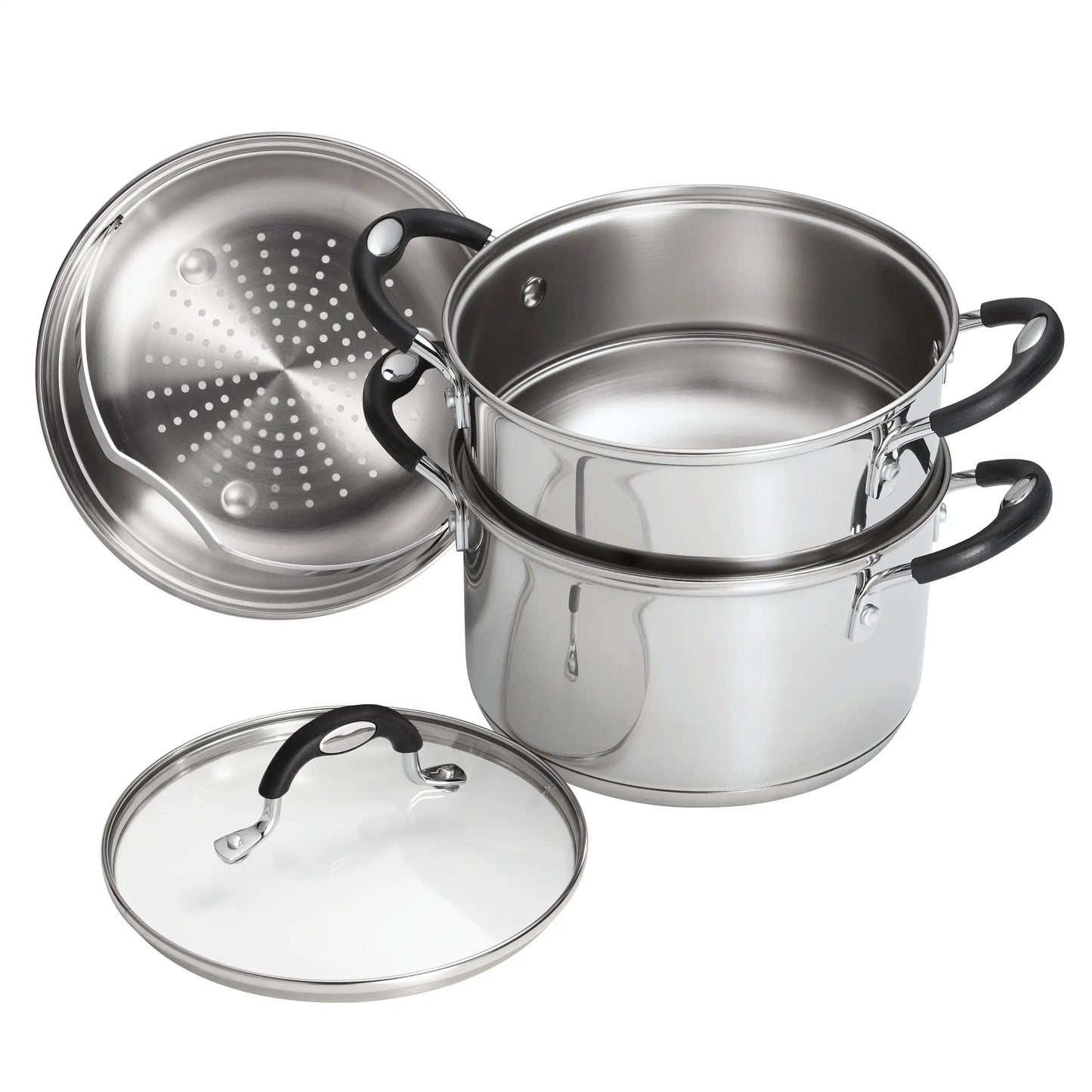 Stainless Steel 3 Quart Steamer™ & Double-Boiler with Handle 4 Piece
