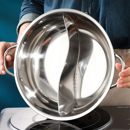 Divided Hot Pots Glass Lid™ Fondue Stainless Steel Soup Hotpots