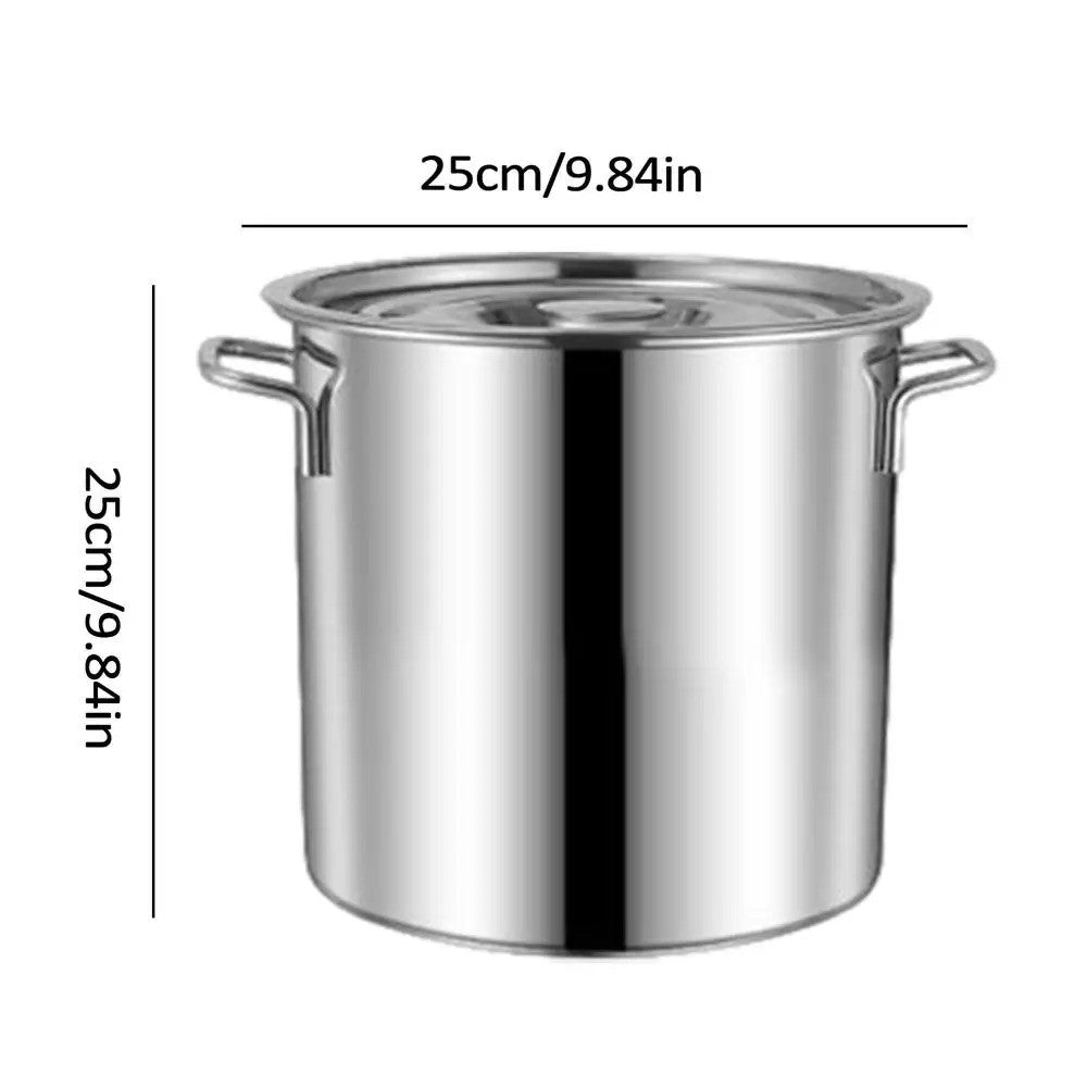 Stainless Steel Soup Bucket Round Lid Large Pot Household Kitchen Maestro™